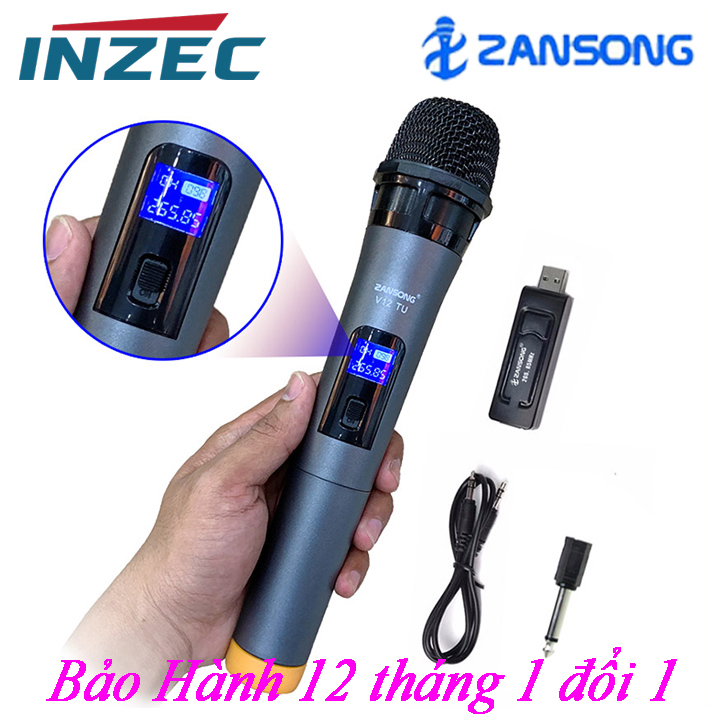 Micro Karaoke không dây V-12 nàm hình LCD, dành cho Amly , loa kéo loa karaoke bluetooth JBZ, SANSUI, ZANSONG, DAILE, ISKY, JBL,... - Micro không dây giá rẻ - Hỗ trợ các thiết bị có jack cắm 3.5mm và 6.5mm - INZEC