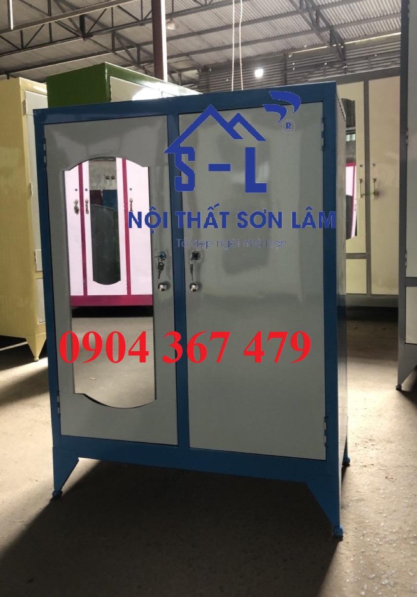 Tủ 2 cánh 1m2 sắt sơn 2 lớp đựng quần áo