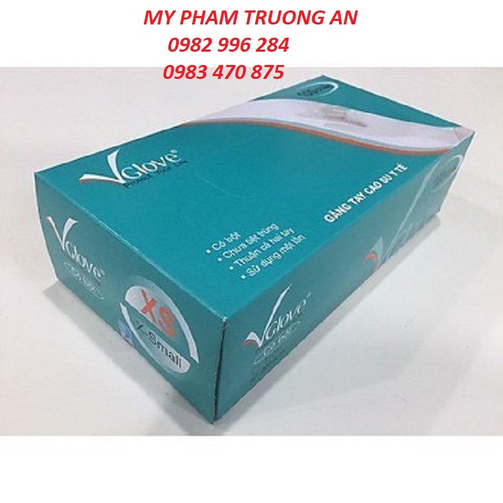 găng tay cao su y tế Vglove 20 CHIẾC KHÔNG HỘP