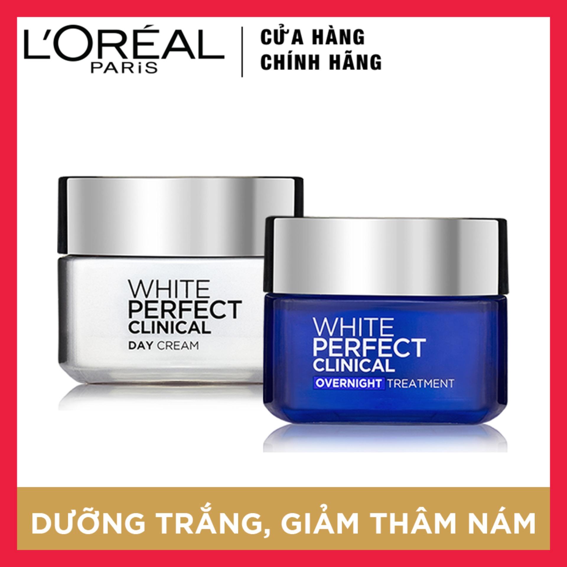 Bộ kem dưỡng trắng và giảm thâm nám chuyên sâu ngày và đêm LOreal Paris White Perfect Clinical 50ml
