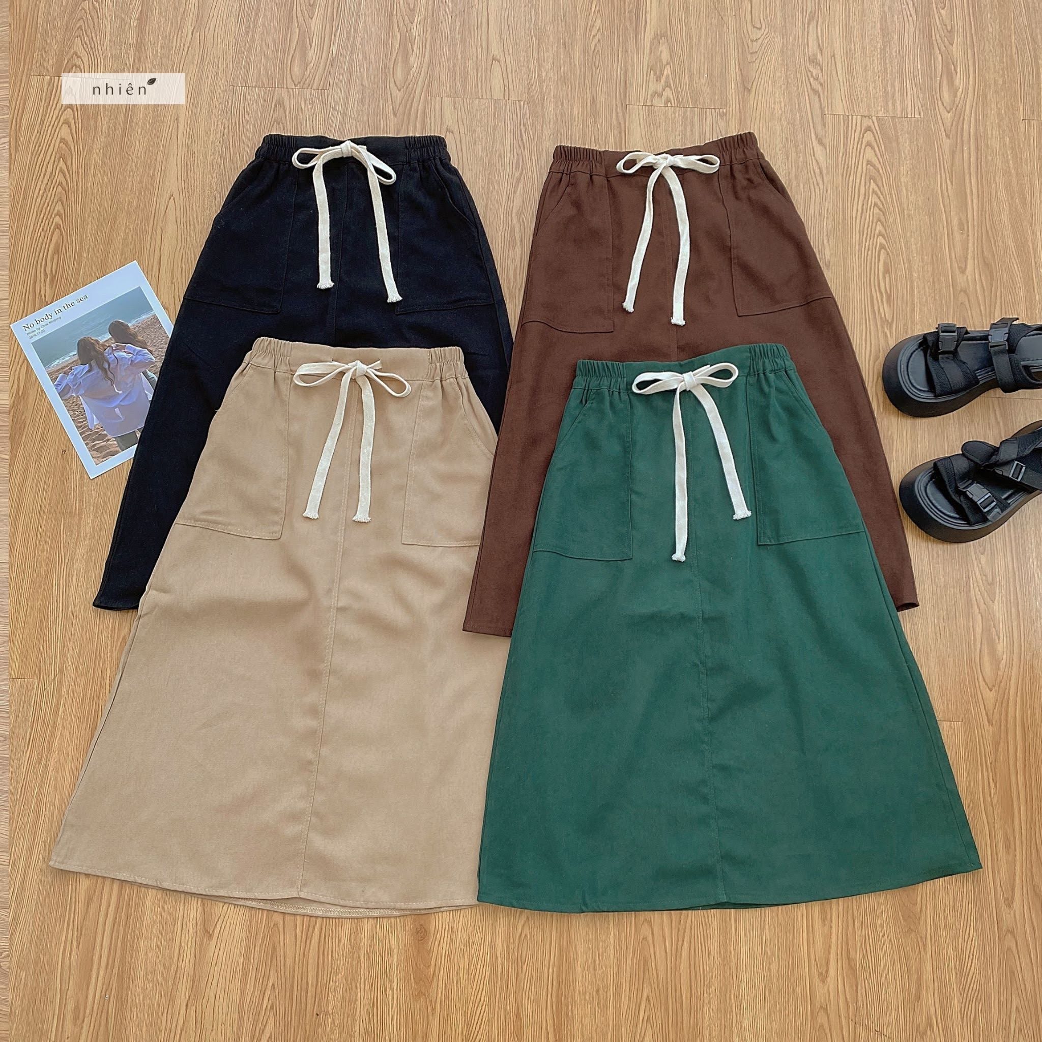 Chân váy nữ - chân váy kaki basic nhienhienvintage BV84