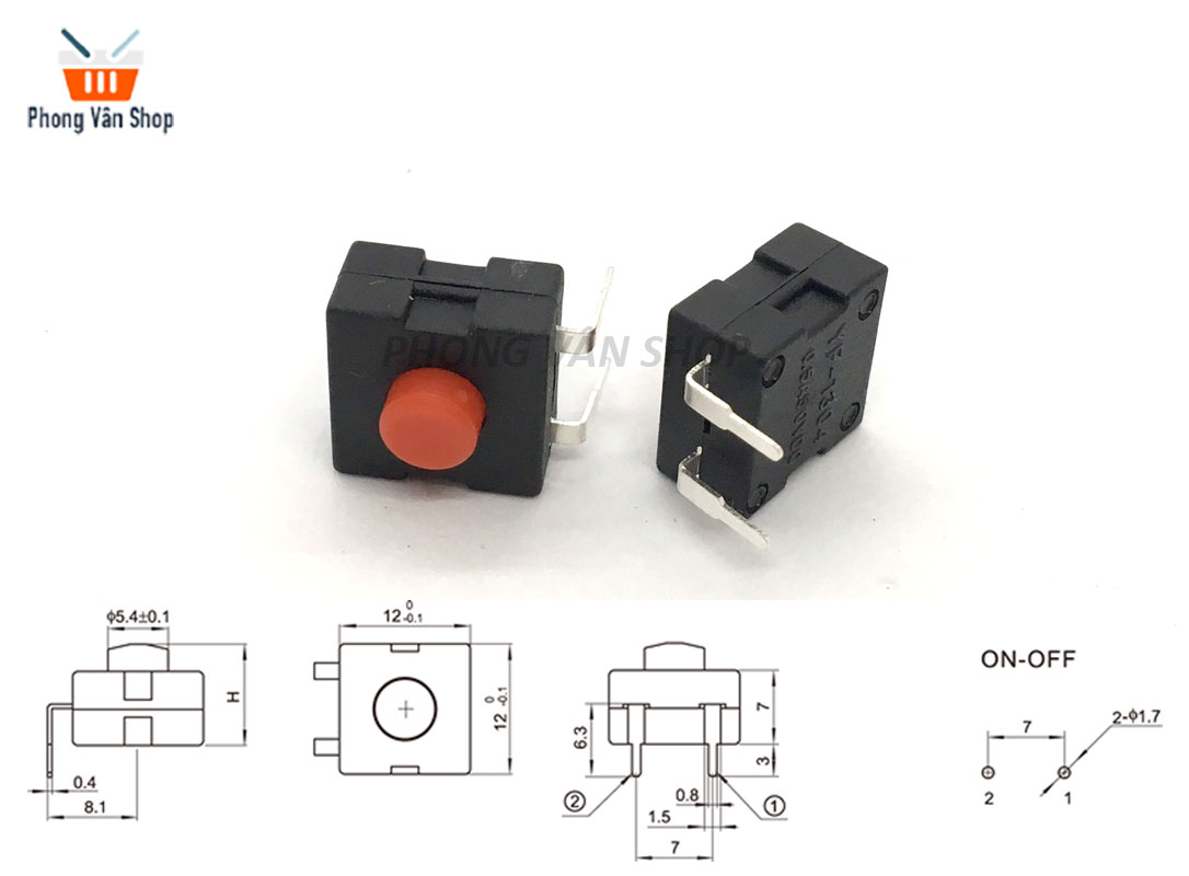 5 Công tắc đèn pin - đen - 2 chân - ON-OFF
