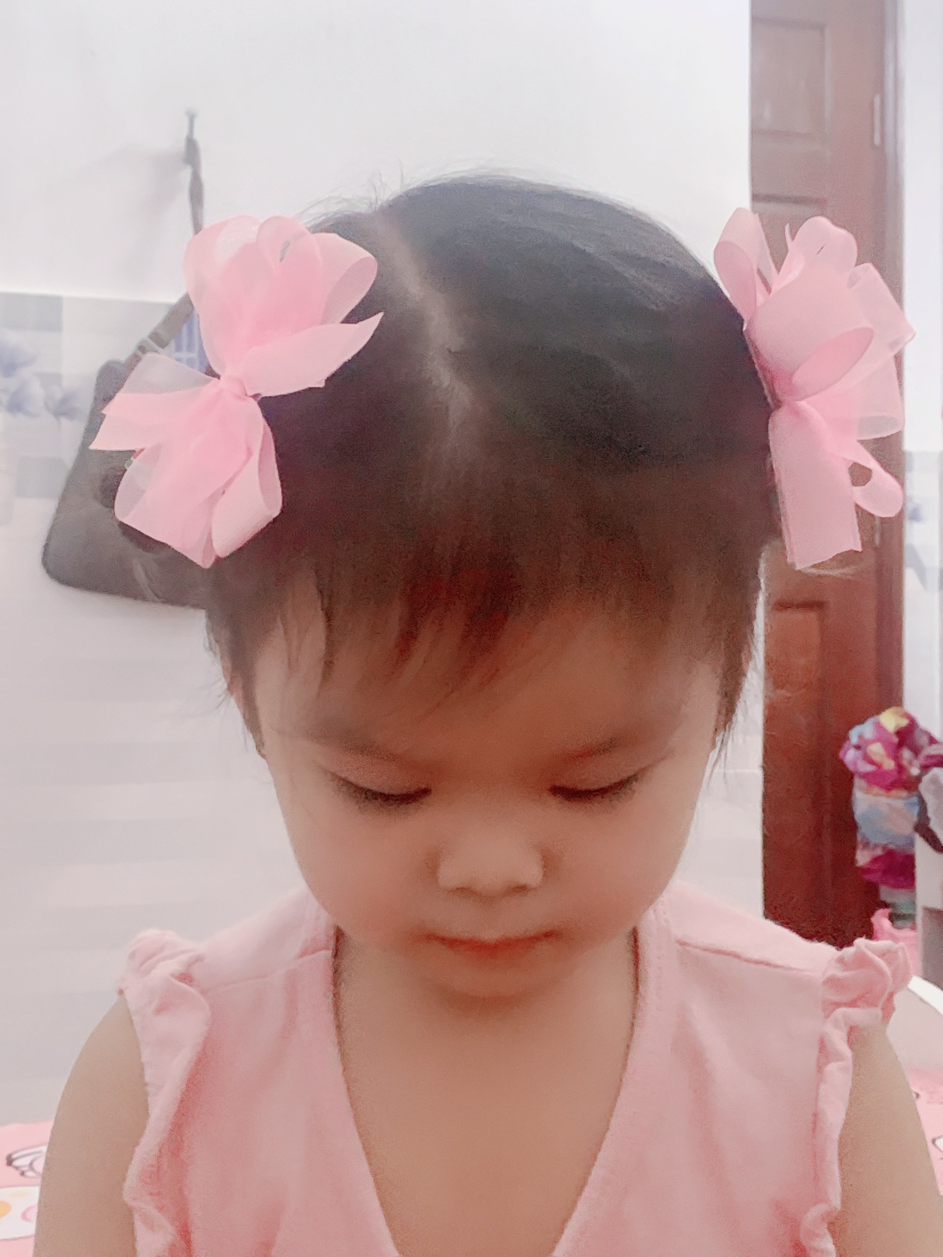 Sét kẹp tóc nơ 2 mái cho bé 8cm