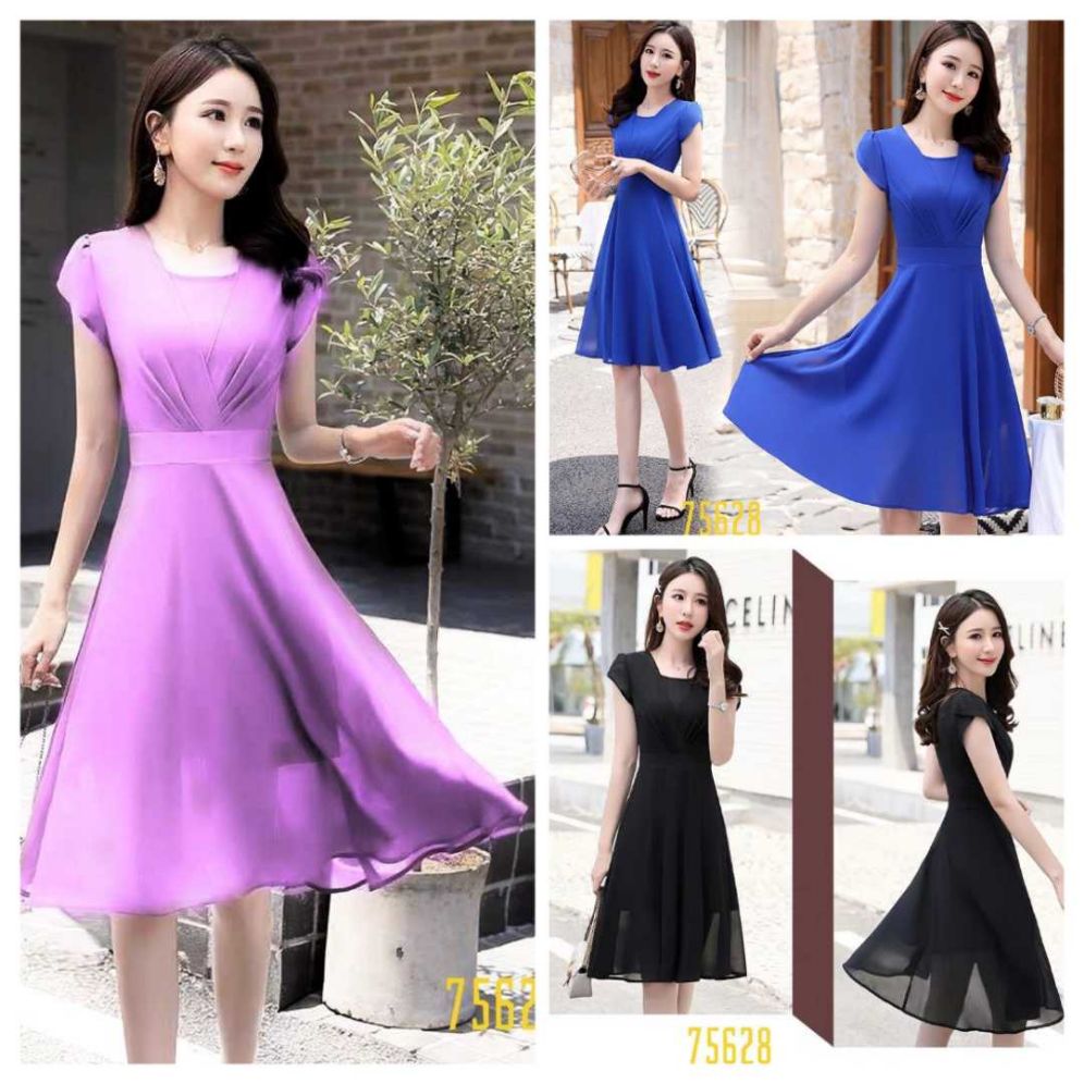 ĐẦM XÒE BO EO 3 MAU XANH TÍM ĐEN VÁY ĐẦM XÒE DỰ TIỆC DẠ HỘI CÔNG SỞ