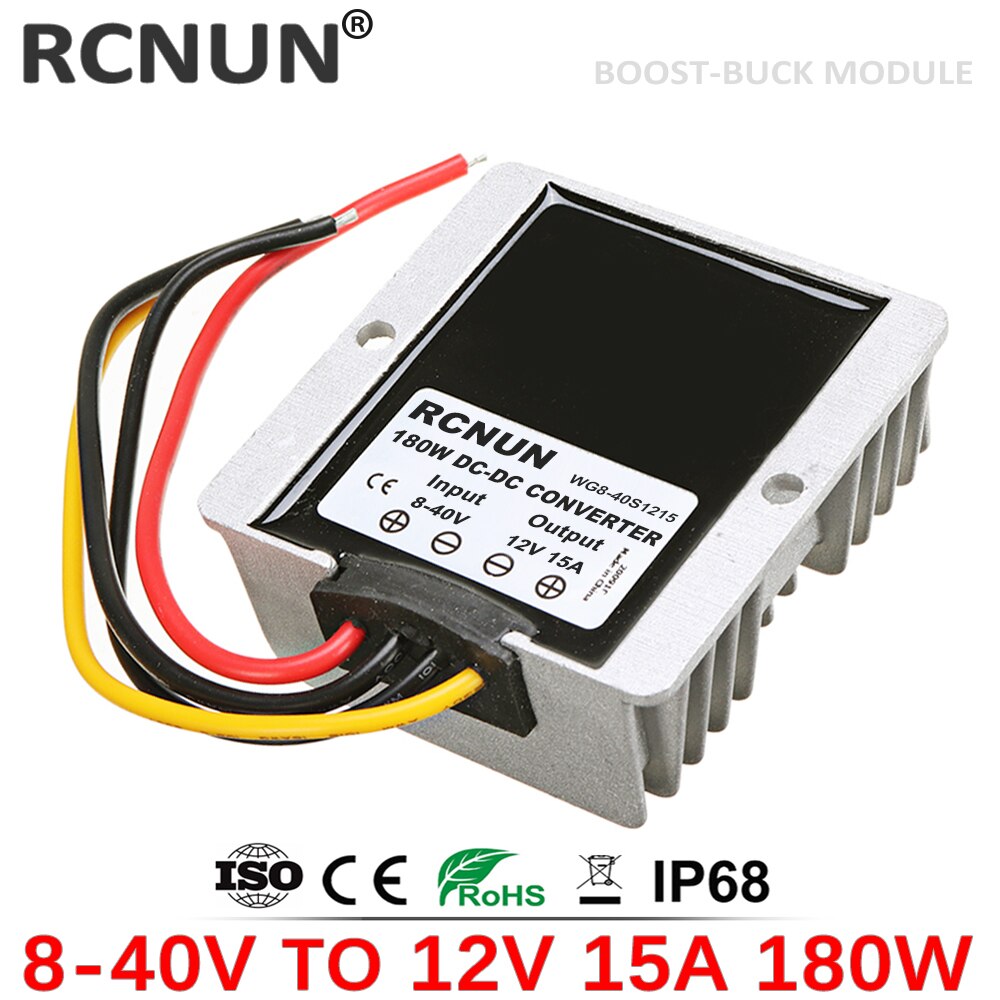 Rcnun dc 8-40v to dc 12v 13.8v 3a 6a 10a 20a 25a 30a boost buck converter stabilizer regulator ce rohs for cars solar