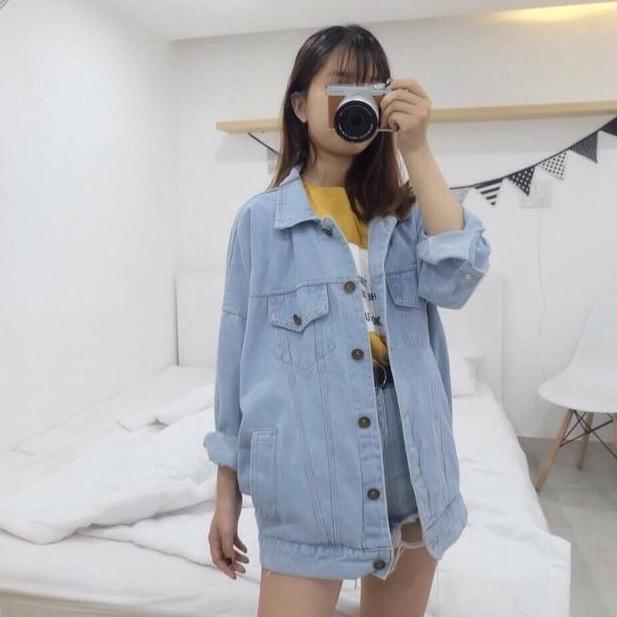 ÁO KHOÁC JEAN XANH NHẠT FOME RỘNG NHIỀU SIZE 1003