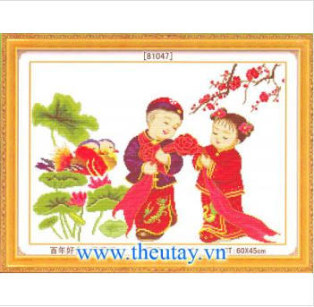 Tranh thêu chữ thập tiên đồng ngọc nữ 2342 kt:62x47cm