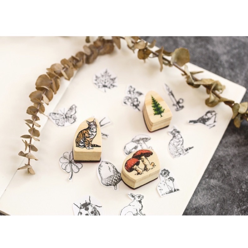 Stamp con dấu gỗ mini động vật SP001