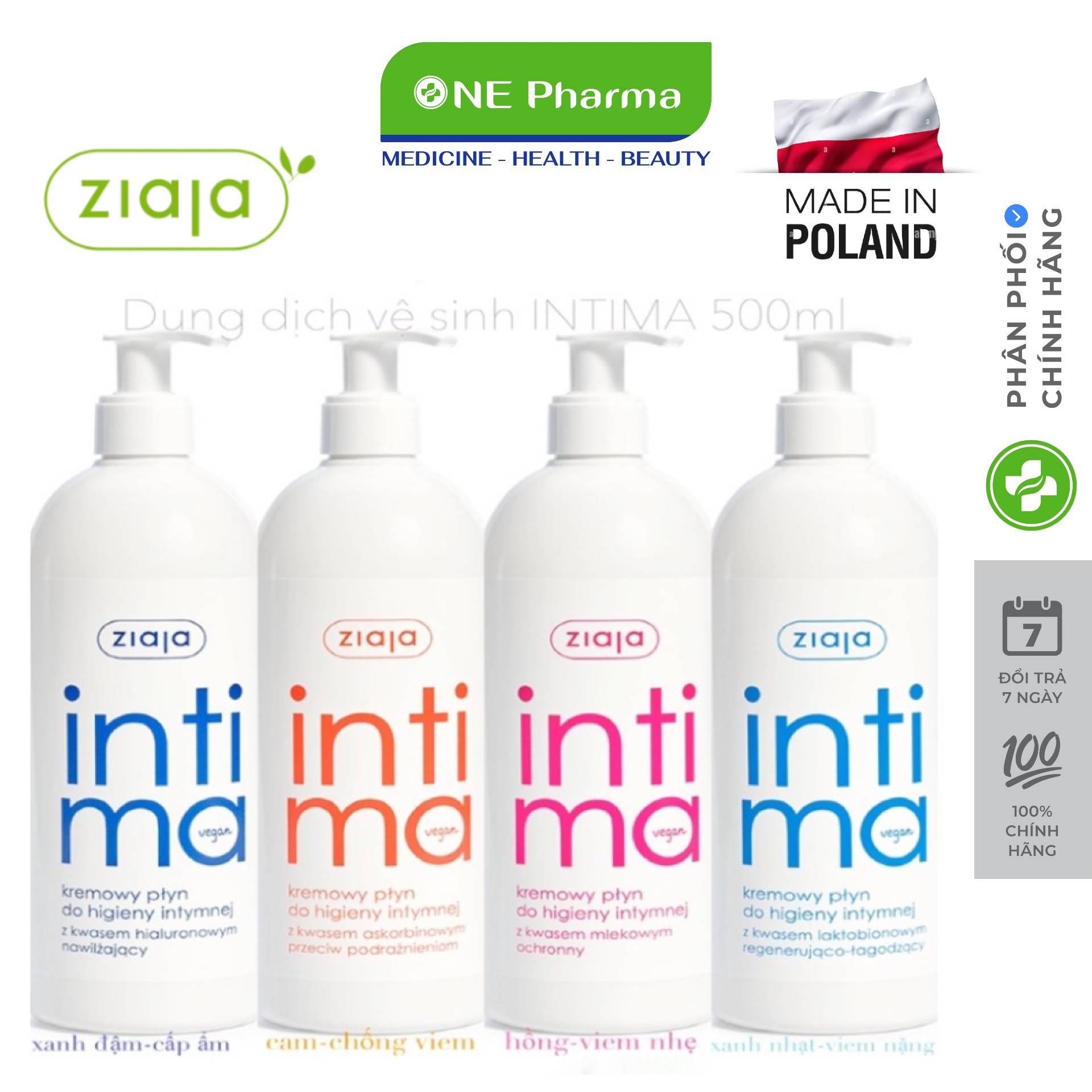 Dung Dịch Vệ Sinh Ziaja Intima Khử Mùi, Làm Sạch Nhẹ Nhàng - 500ml