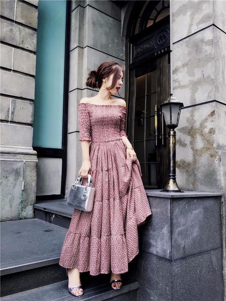 [HCM]Đầm maxi bẹt vai Sang Trong - lindashop
