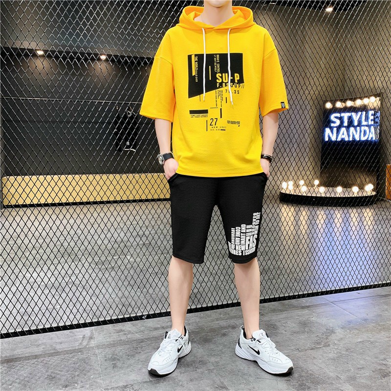 ❤️ MẶC LÀ THÍCH ❤️ Set Đồ Bộ Thể Thao Unisex Nam Có Nón Vải Thun Cotton Hạt Mè Ngắn Tay Kết Hợp Quần Short / SET BỘ SUP NÓN S0