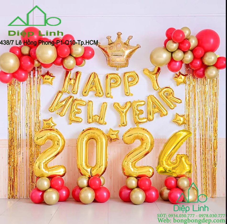 [HCM]Sét Bóng Trang Trí Năm Mới Happy New Year Chúc Mừng Năm Mới Trang trí Tết