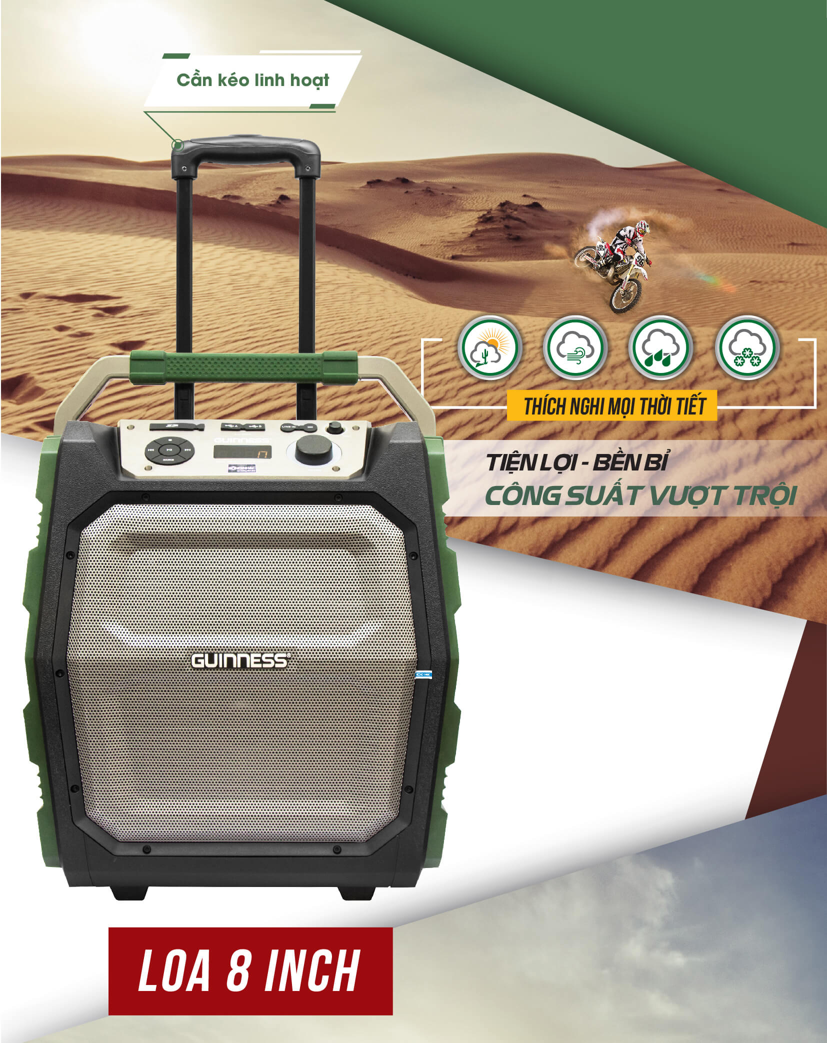 Loa karaoke bluetooth di động GUINNESS GB-8010