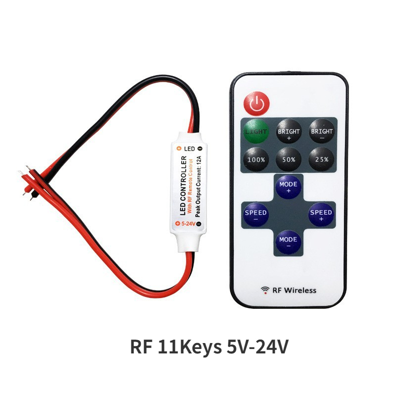 Mini 21Key RF Wireless Led Strip Light Remote Controller Dimmer Controller for DC5V 24V SMD 5050 3528 5730 3014 Single Color Light Strip