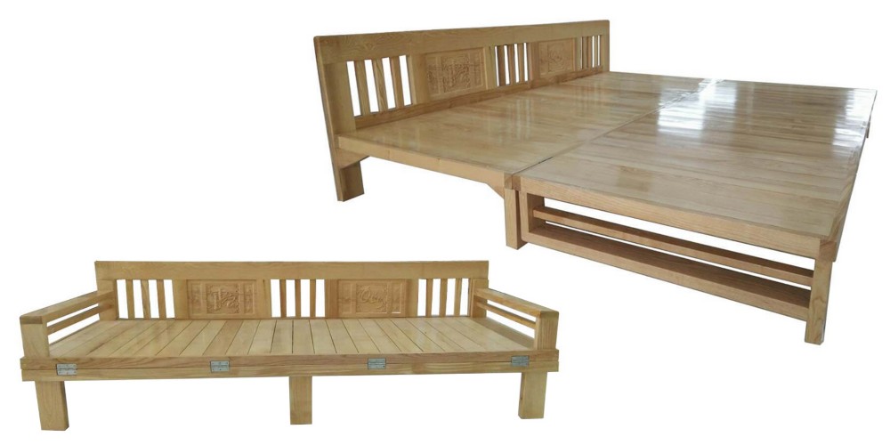 [Trả góp 0%] Ghế gấp thành giường gỗ sồi nga 1m2