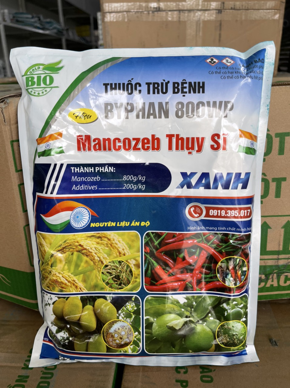 Sản phẩm bảo vệ cây trồng mancozeb xanh ấn độ gói 1kg