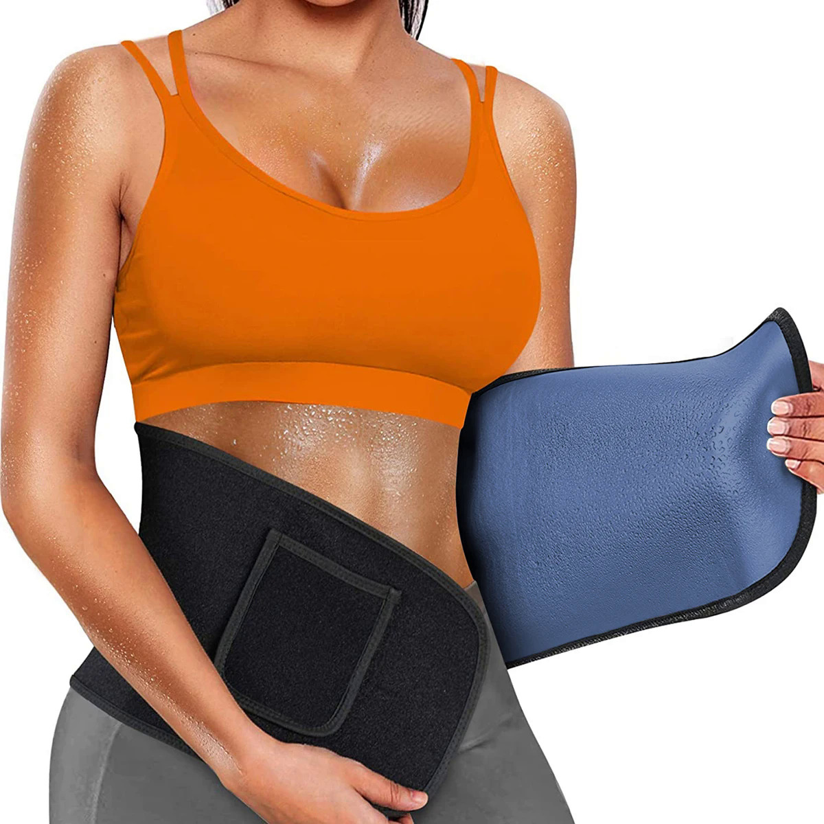 Eo huấn luyện viên vành đai cho phụ nữ eo tông đơ tắm hơi mồ hôi eo Cincher Body Shaper Workout thể thao tráng màu xanh