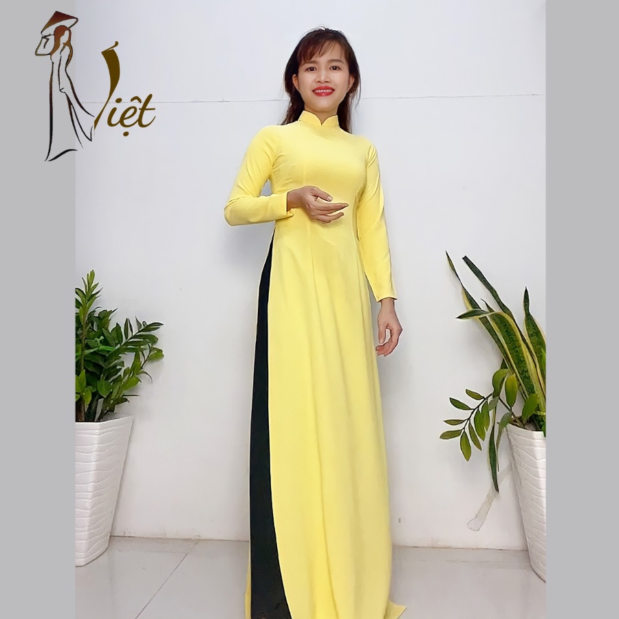 Áo Dài Màu Vàng Trơn Lụa Mỹ Cao Cấp