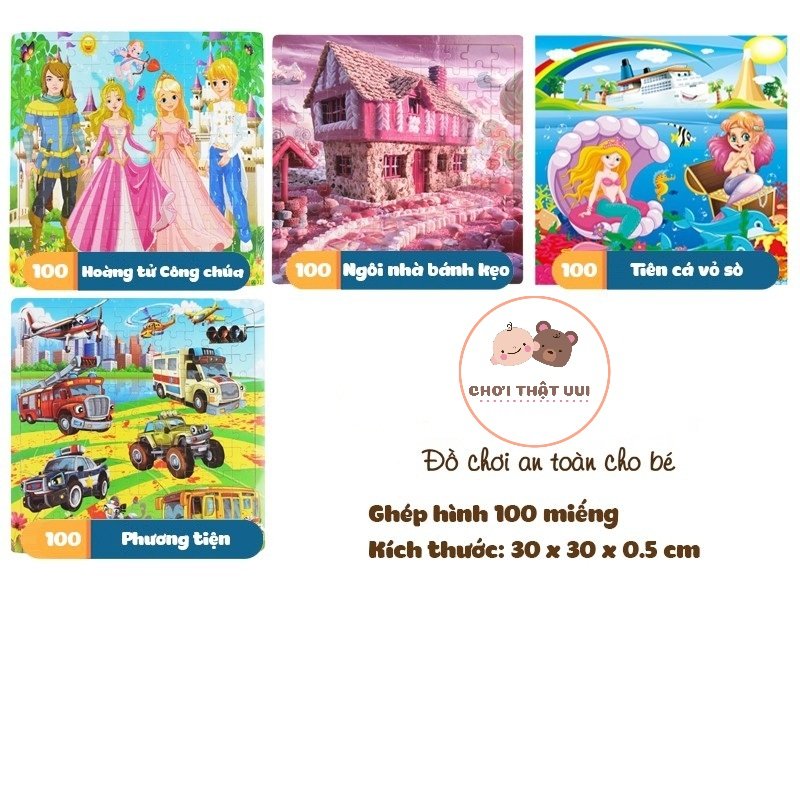 Ghép hình puzzle bằng gỗ [100 miếng] cho bé