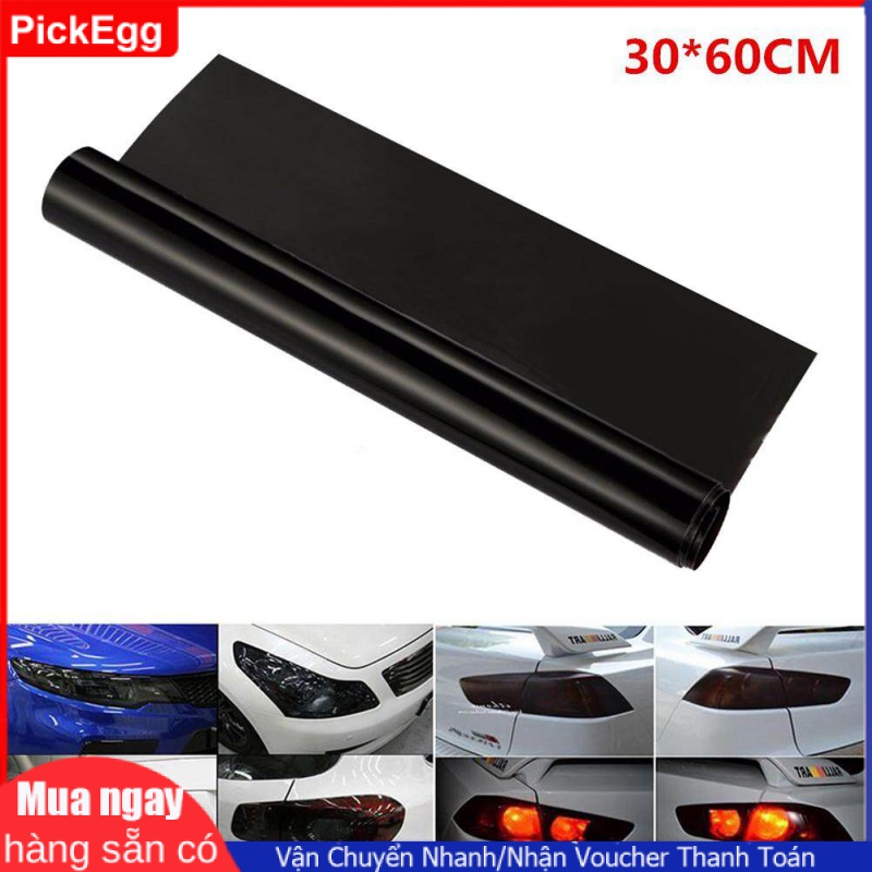 30 x 60cm Car Sticker Smoke Fog Light HeadLight Taillight Tint Vinyl Film Sheet Car Decoration Decals (Dark Black)