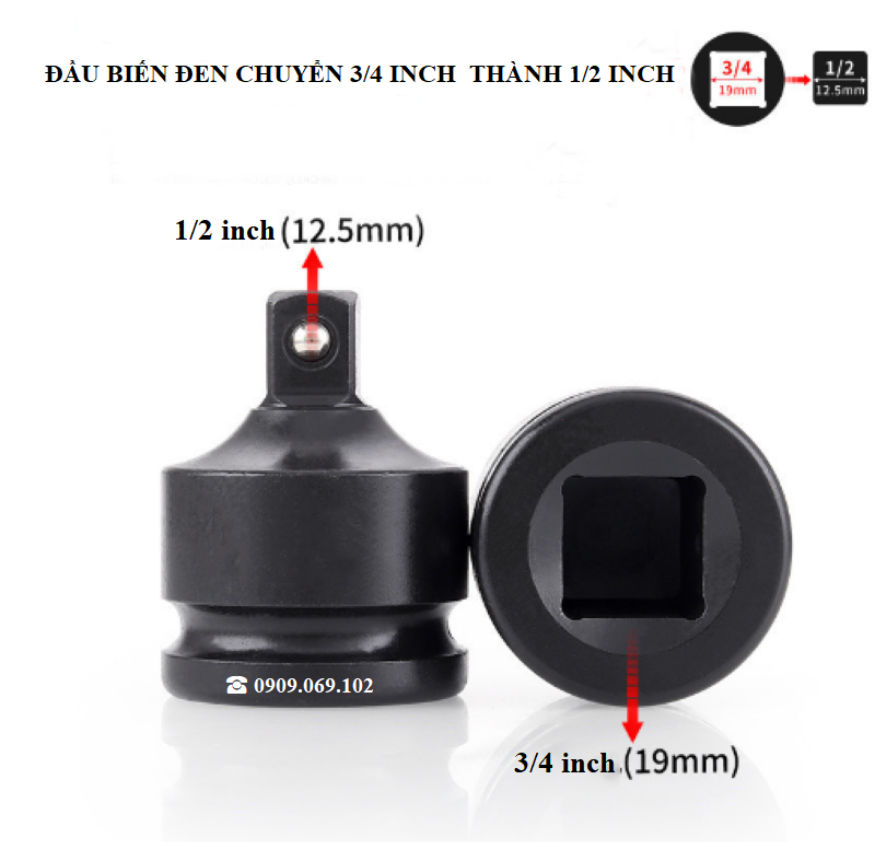 ĐẦU BIẾN ĐEN SANTA 1/2-3/4; 3/4-1/2; 1-3/4