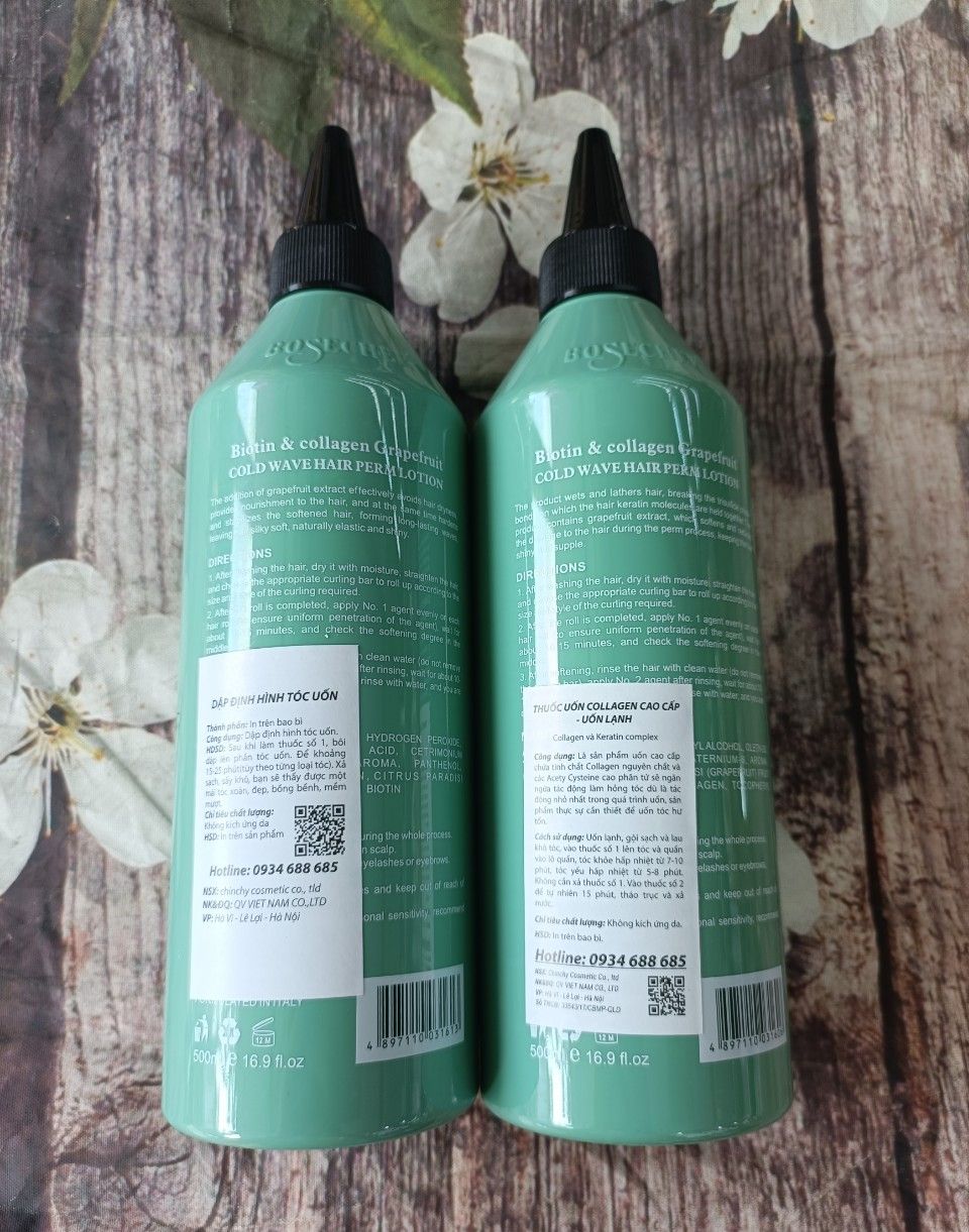 Bộ Kem Uốn Lạnh Collagen Bosecher 500ML*2
