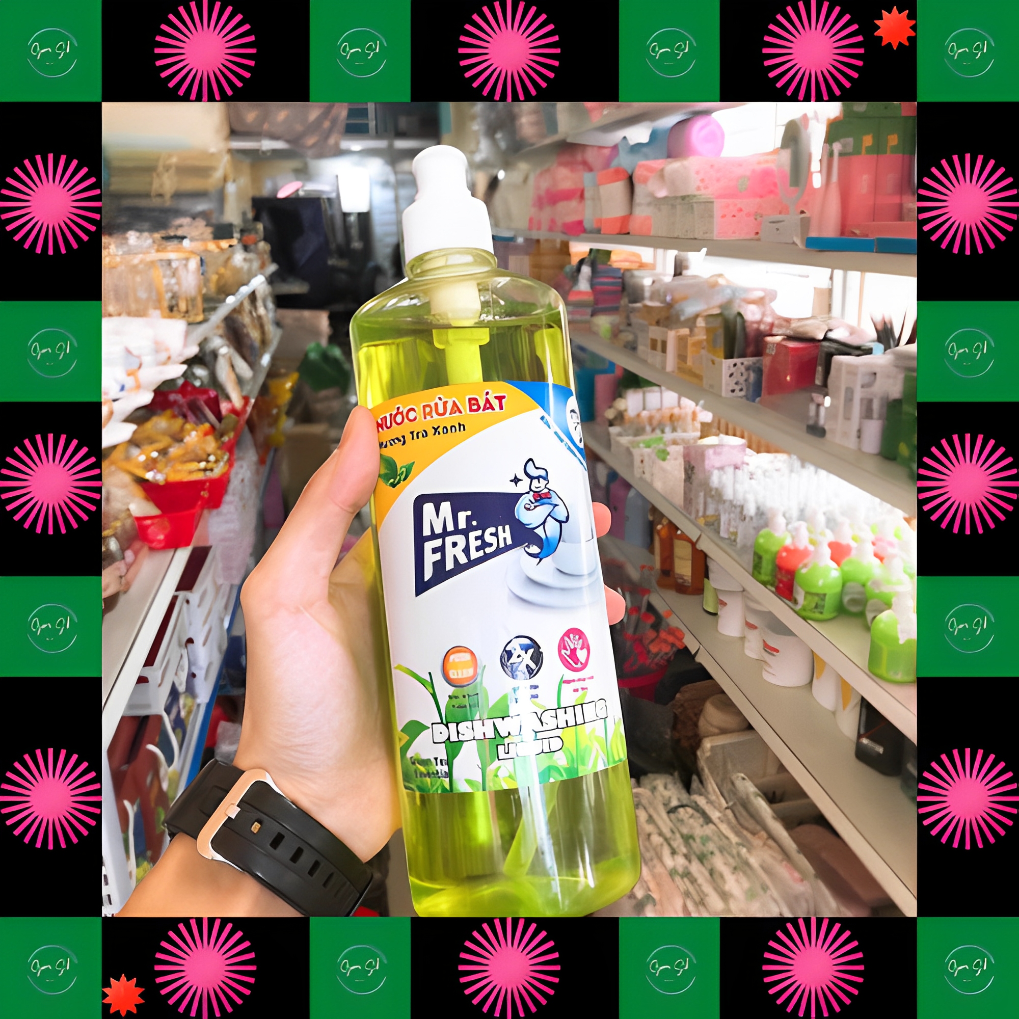 [Chai to tiết kiệm] Nước rửa chén bát đậm đặc van nhấn Mr Fresh 800ml (Đào, Cam, Trà Xanh, Quế)
