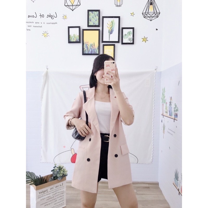 ÁO BLAZER BEIGE 2 LỚP STYLE ULZZANG HÀN QUỐC (ảnh thật/sẵn/có video)