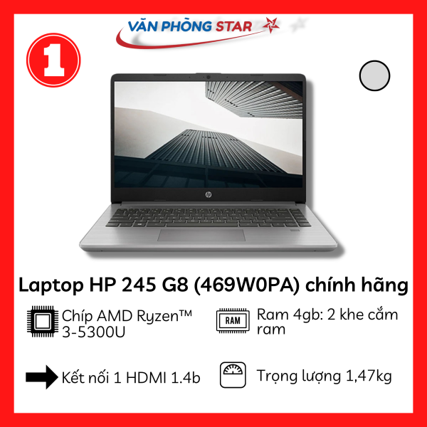 Bảng giá Laptop HP 245 G8 R3 5300U/4GB RAM/512GB SSD/14 HD CHÍNH HÃNG Phong Vũ