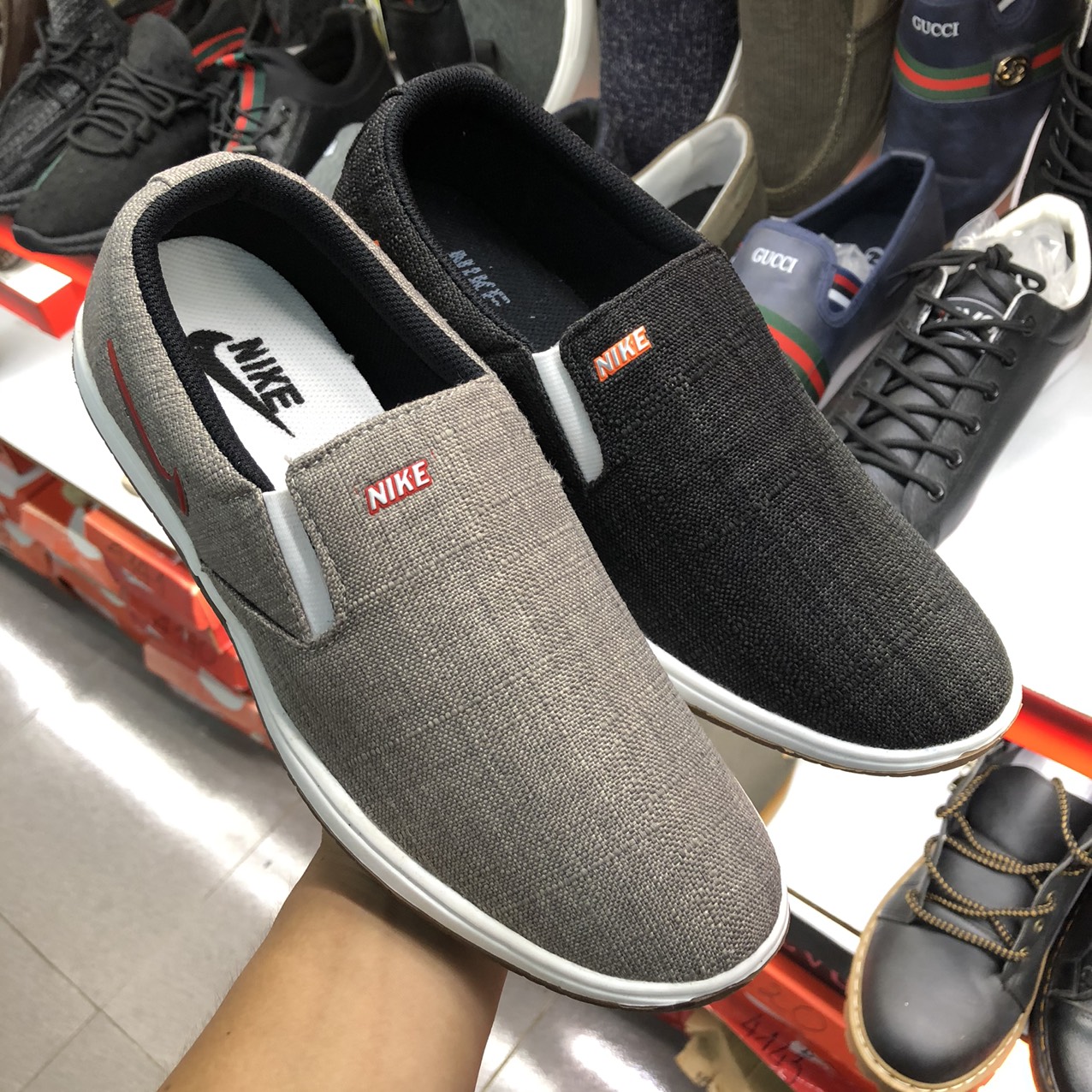 Giày lười vải nam đi êm chân đế cao su