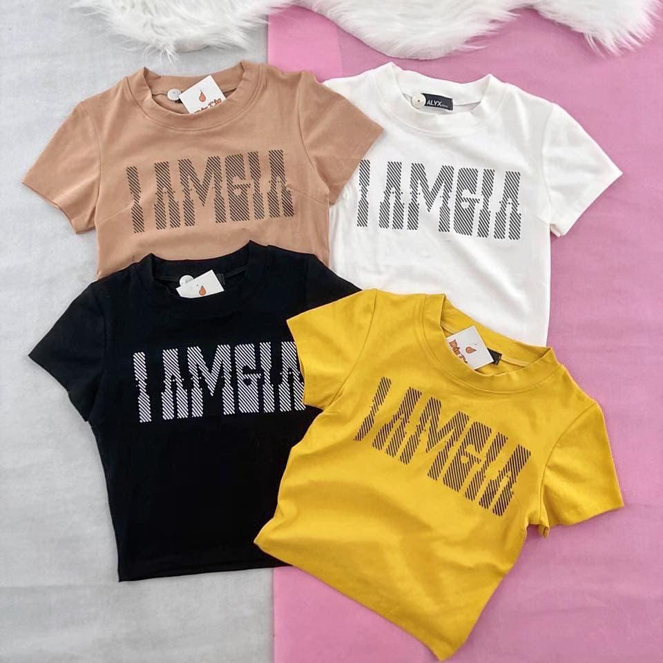 Áo thun croptop borip body in chữ i am gia ttkx0641