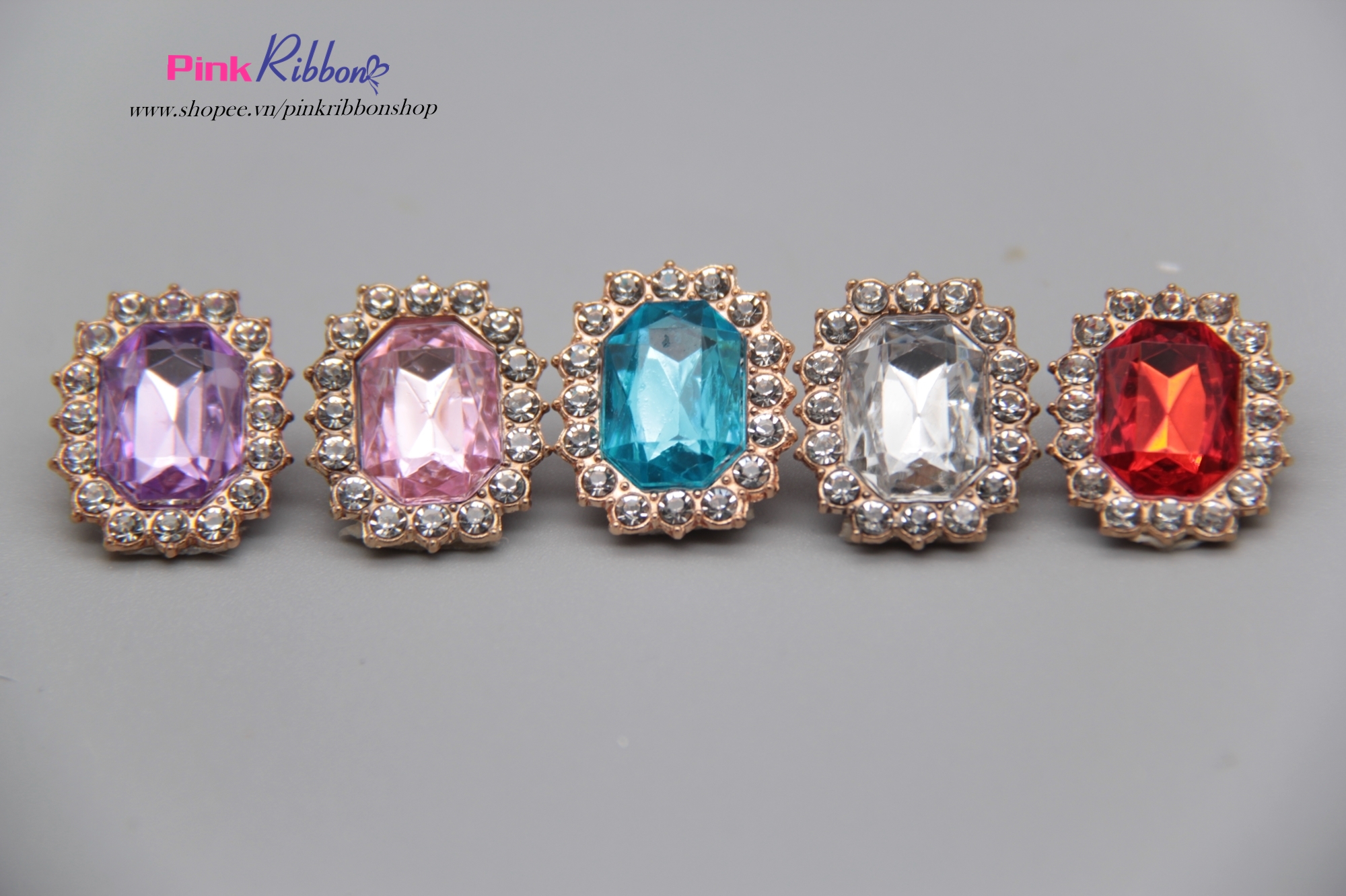 [Set 2 cái] Center hạt nhựa giả đá hình bầu dục 2cm