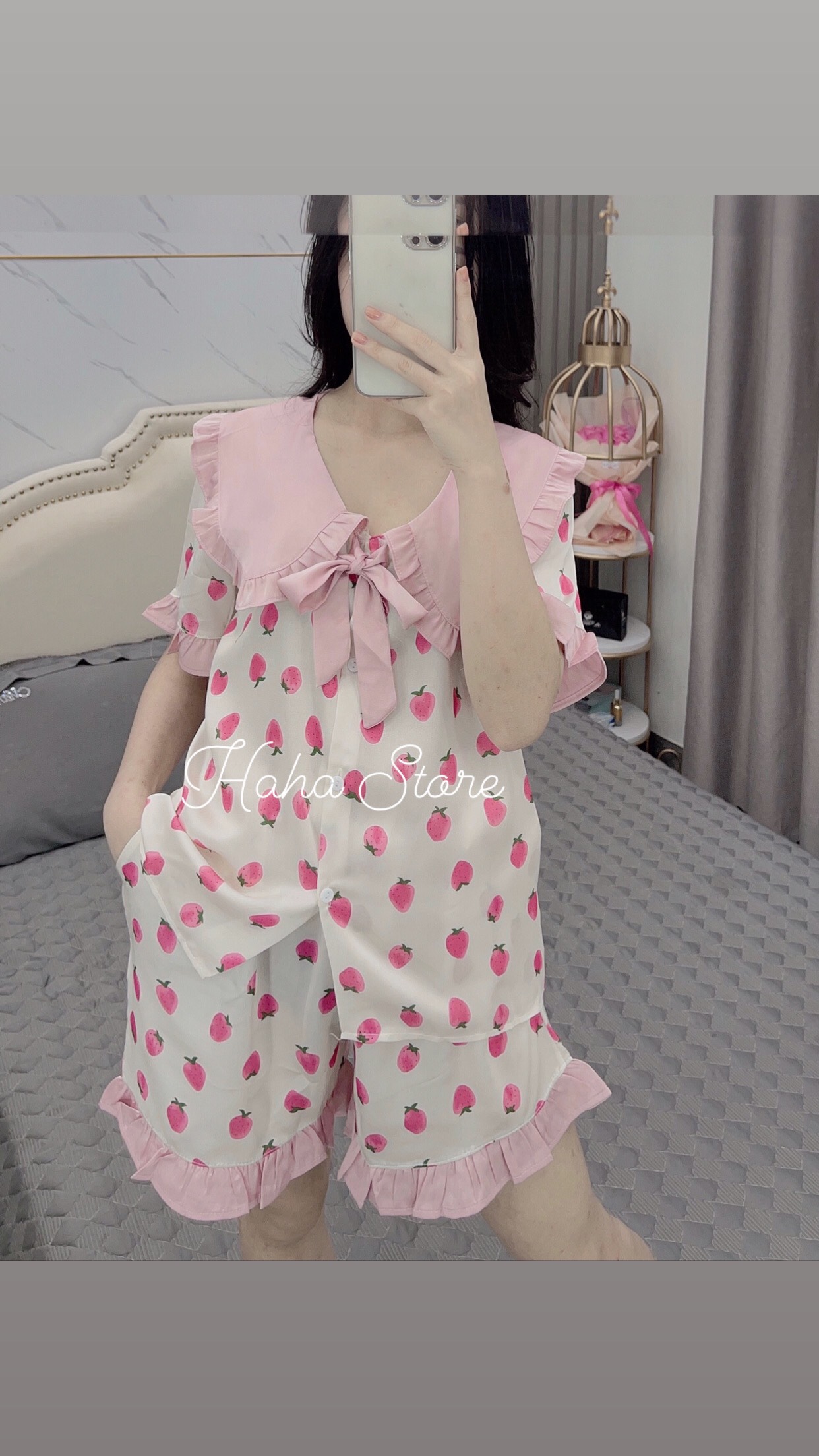 Đồ Bộ Pijama, đồ ngủ nữ cộc tay - Lụa LATIN Cao cấp mác SAM