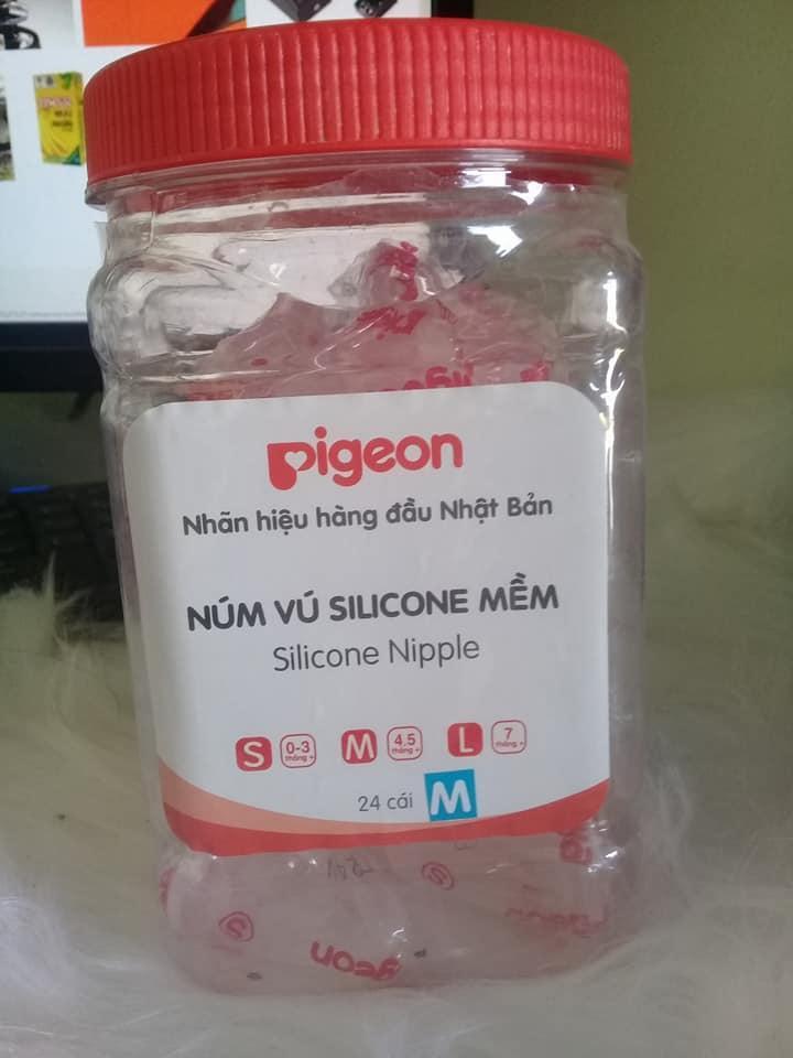 [HCM]BÁN LẺ NÚM TI VÚ PIGEON SIÊU MỀM BÌNH CỔ HẸP ĐỦ SIZE S M L