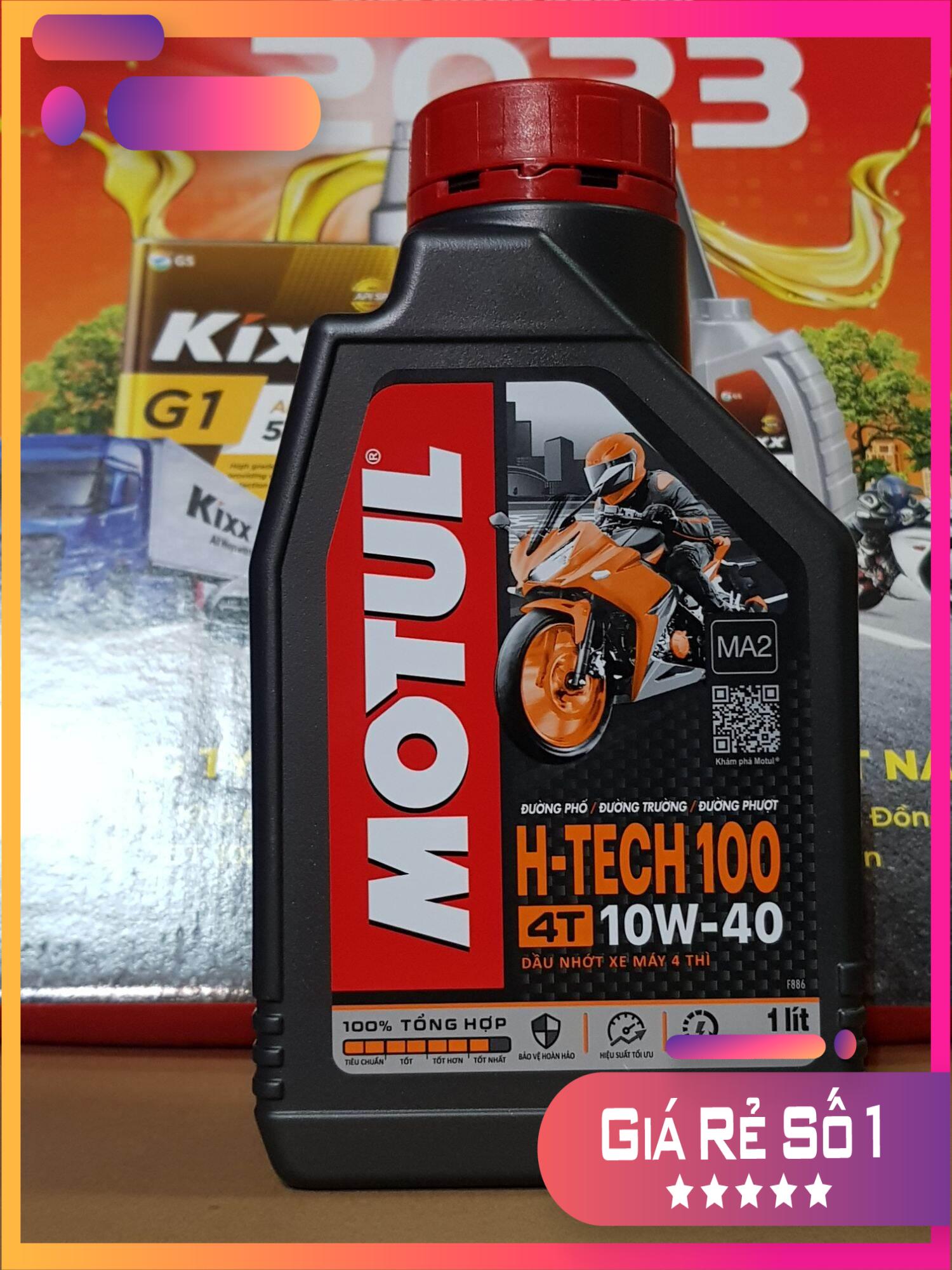 [Có sẵn] Nhớt Motul H-TECH 100 10W40 100% Tổng Hợp chai 1L , nhớt motul H tech 10W40 dùng cho xe số xe côn tay!!