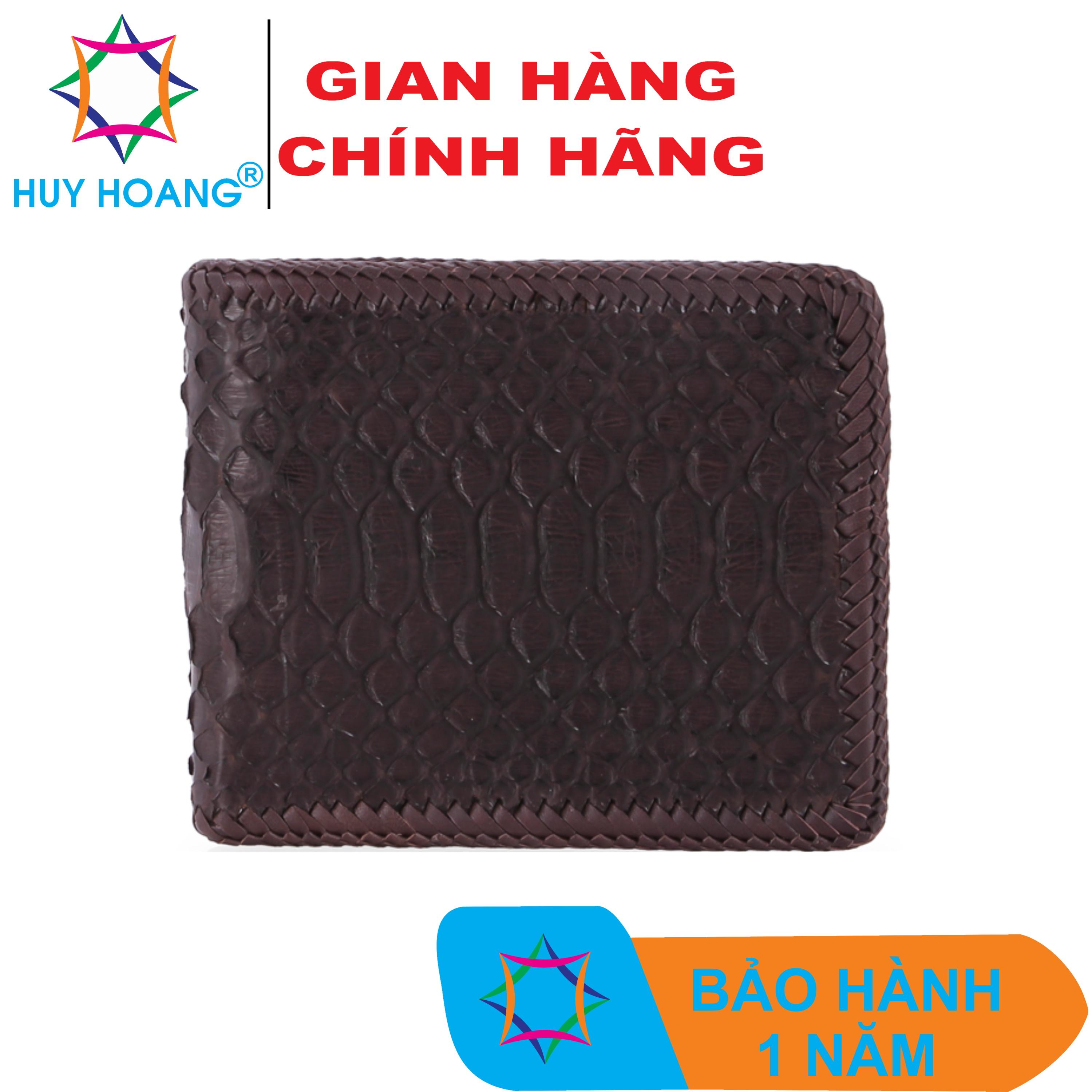 Ví nam da trăn đan viền  màu nâu HK2314