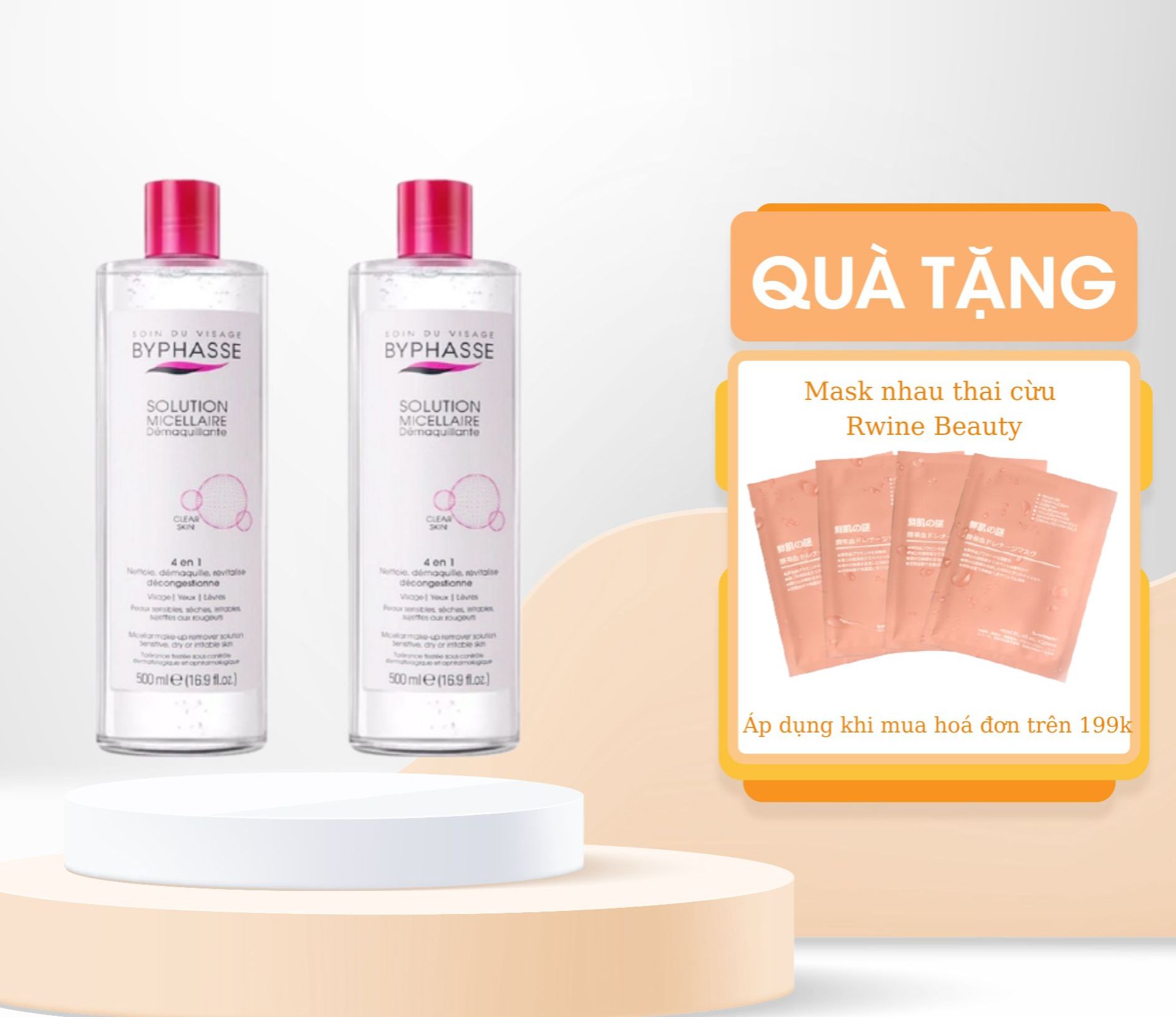 (Chính Hãng) Nước Tẩy Trang Byphasse 500ml Làm Sạch Sâu Cho Mọi Loại Da - Nước Tẩy Trang Chính Hãng Làm Sạch Sâu + Tặng kèm Mặt Nạ