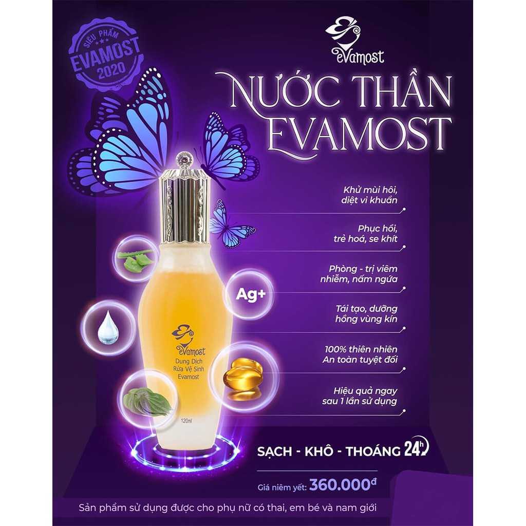 Dung Dịch Vệ Sinh Chăm Sóc Vùng Kín EVamost chai 120m {TEM CÀO}