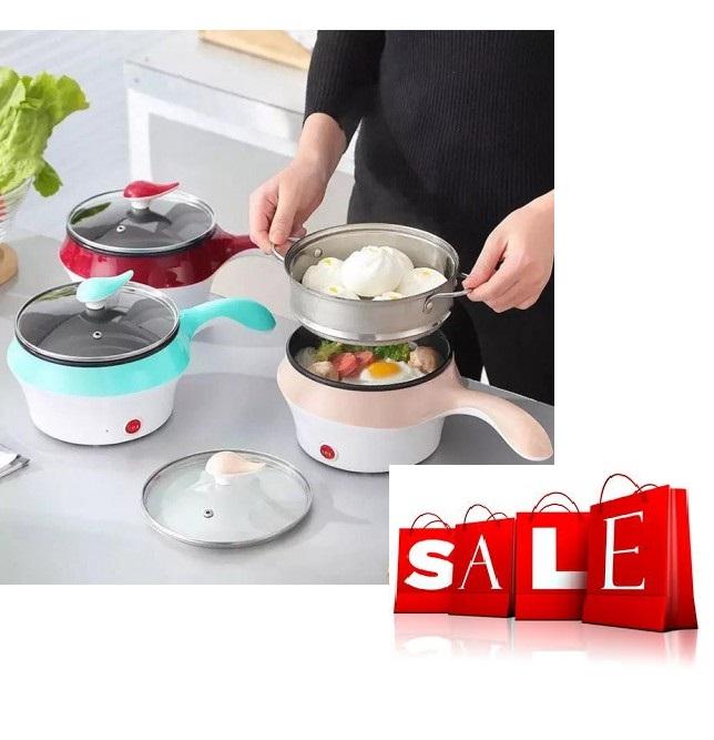 nồi hấp inox, nồi hấp inox 2 tầng, nồi hấp xôi bằng điện, nồi hấp giá rẻ Nồi lẩu điện mini đa năng 2 tầng kèm xửng hấp inox cao cấp có tay cầm tiện dụng, sản phẩm thiết yếu cho mọi gia đình