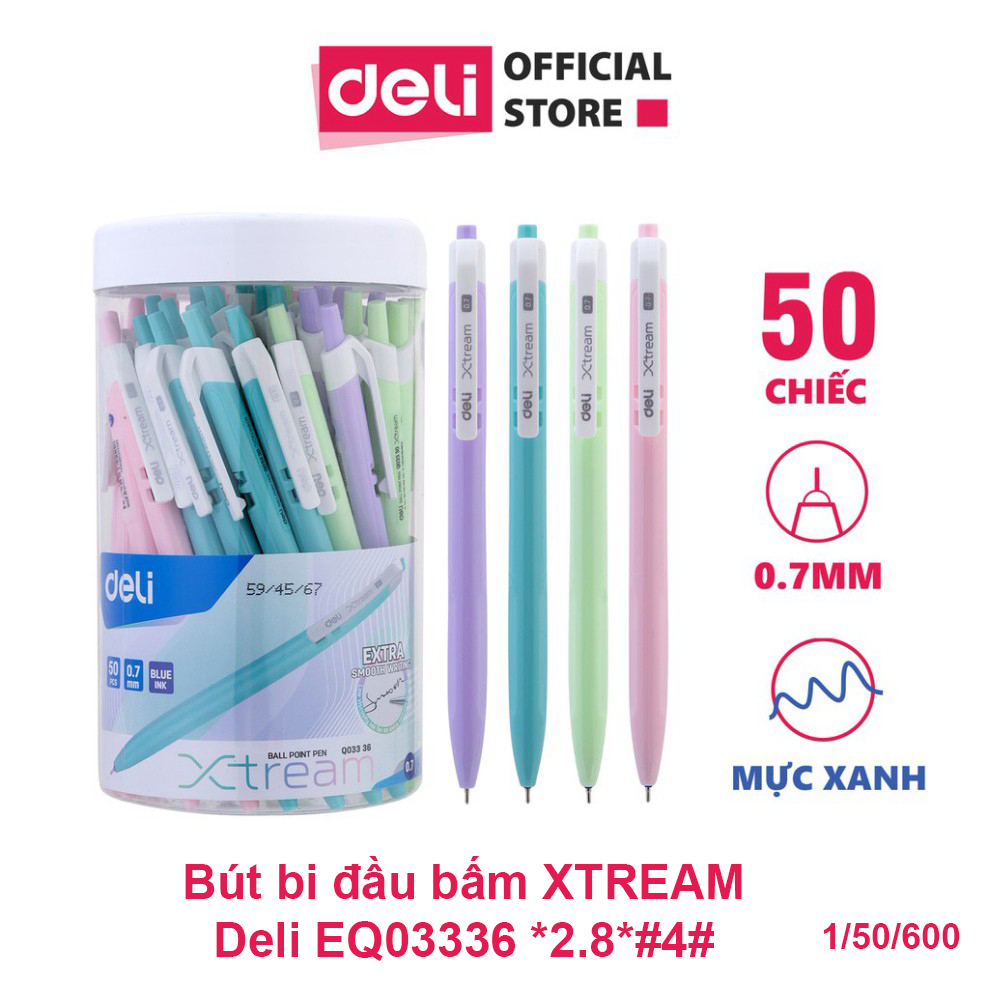 (1 Cây) Bút bi dầu đầu bấm XTREAM ( Mực Xanh) - 0.7mm - EQ03336