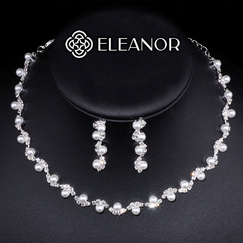 Dây chuyền choker bông tai nữ Eleanor Accessories bộ trang sức đính đá ngọc trai nhân tạo phụ kiện trang sức 4810