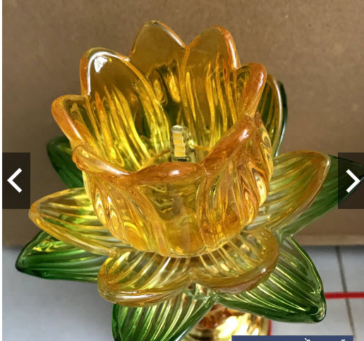 Đôi đèn thờ thủy tinh 3 lớp, đèn thờ cúng cao 20cm