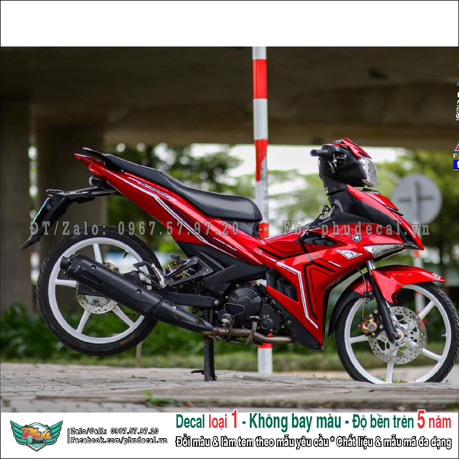 Tem rời exciter 150 đỏ chỉ đen trắng