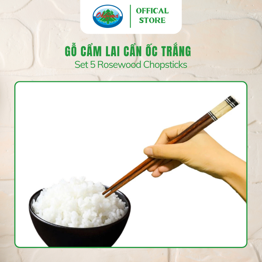 Bộ 5 Đôi Đũa Gỗ Cẩm Lai Cẩn Ốc Trắng Ohiama Rosewood Chopsticks - Đồ Dùng Bàn Ăn, Thủ Công Mỹ Nghệ