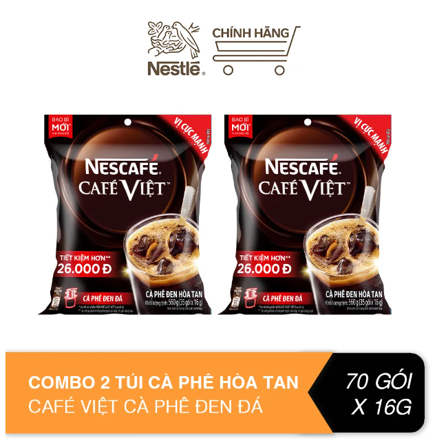 Nescafe Instant Coffee Vietnamese Coffee Iced Black Coffee (Bag of 35 Packs X 16g)