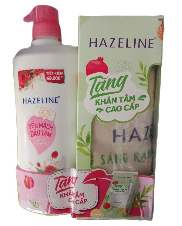Sữa tắm Hazeline Dưỡng trắng 900g tặng