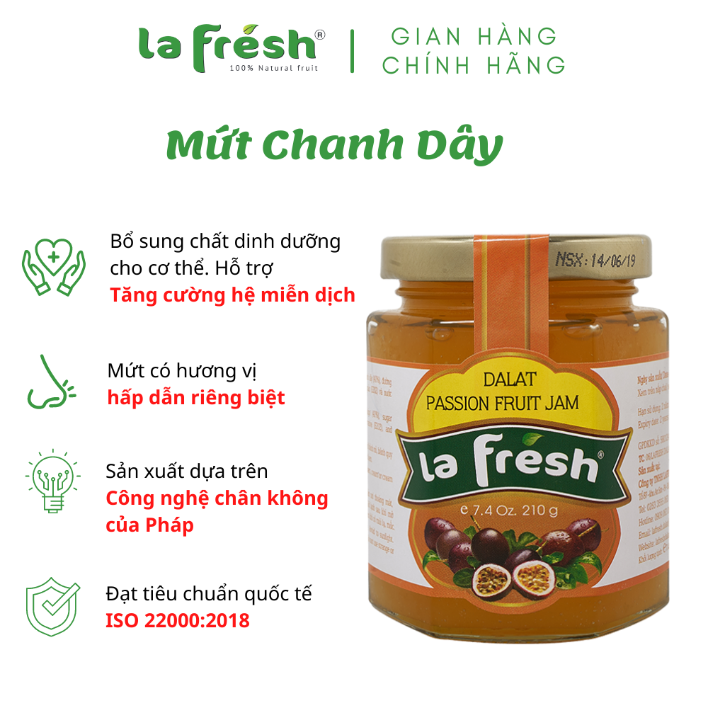 [HCM]Mứt Chanh Dây LaFresh Đà Lạt 210g