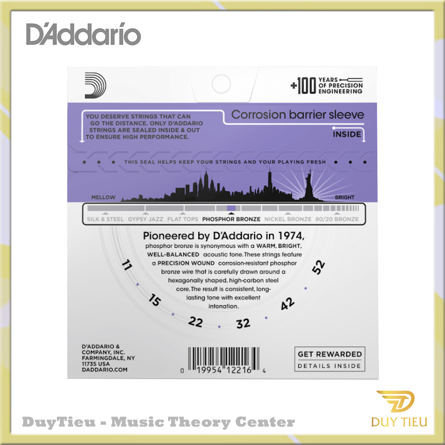D'addario EJ26 - Custom Light Acoustic Guitar Strings - DuytieuGuitar DT020