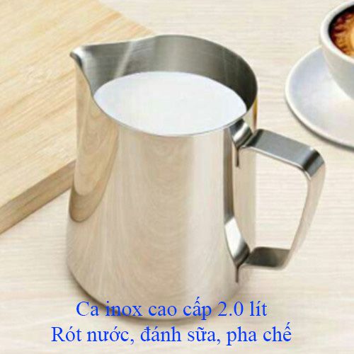 Ca inox 2l không nắp dùng rót nước-đánh trộn sữa