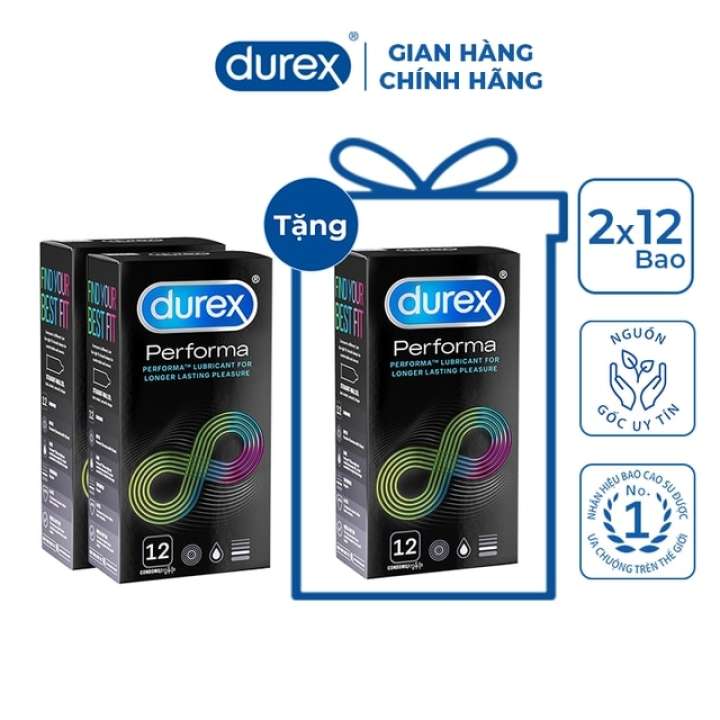 Combo 3 Hộp Bao Cao Su Durex Performa Hộp 12 Chiếc